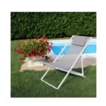 GREY FOLDING LOUNGE CHAIR WITH ALUMINUM FRAME - Image 2