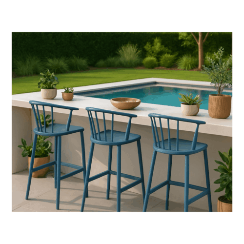 TABOURET HAUT WOODY BLEU RETRO – Image 3