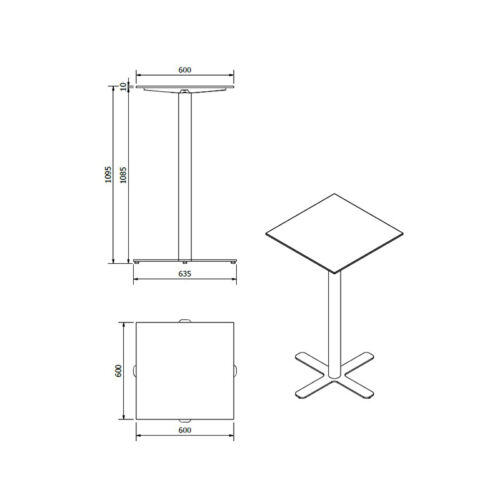 TABLE 70×70 H73 PLATEAU HPL SILVER – Image 2