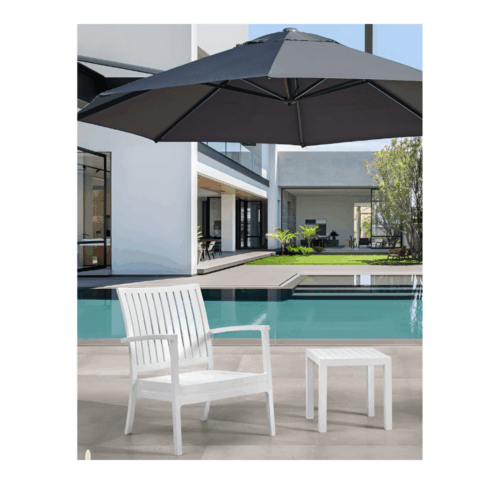 LOU STACKABLE COFFEE TABLE 40x40 ALU/SLATS - WHITE - Image 2