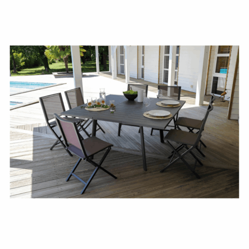 BARCELONA TABLE 100/145x145 ALU/LATTES - GRAPHITE - Image 2