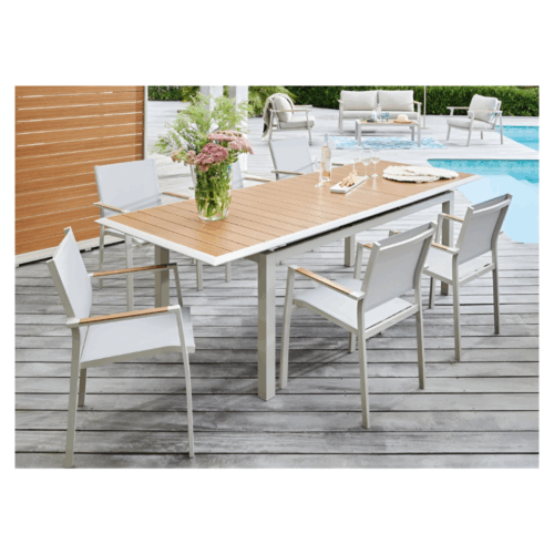 LOUISIANE II TABLE ALU/LATTES HEAT - CREME/CHENE – Image 2