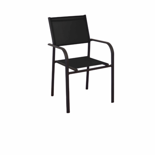 DUCA FAUTEUIL EMPILABLE ALU/TPEP - GRAPHITE/NOIR