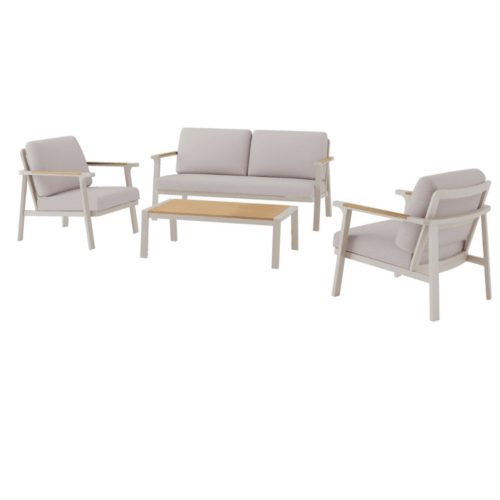 JADE SET 4PCS ALU/HEAT/COUSSINS - CREME/OAK/BEIGE