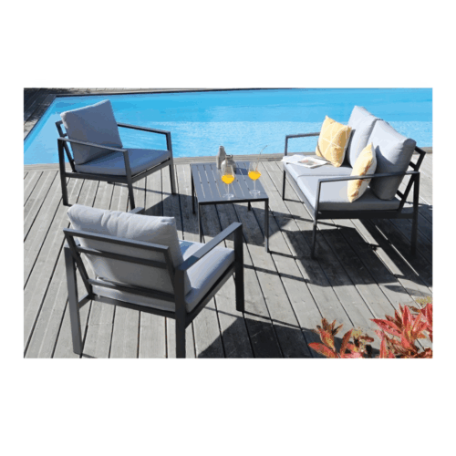 MARLO SET 4PCS ALU/COUSSINS - GRAPHITE/GRIS CANAPE+TABLE – Image 2