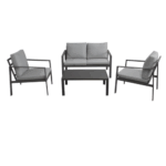 MARLO SET 4PCS ALU/COUSSINS - GRAPHITE/GRIS CANAPE+TABLE
