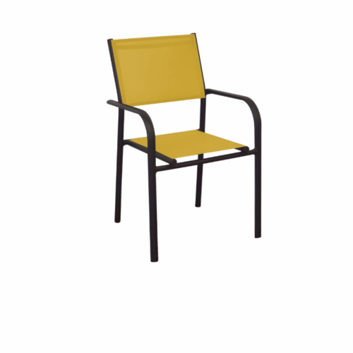 DUCA FAUTEUIL EMPILABLE ALU/TPEP - GRAPHITE/MOUTARDE