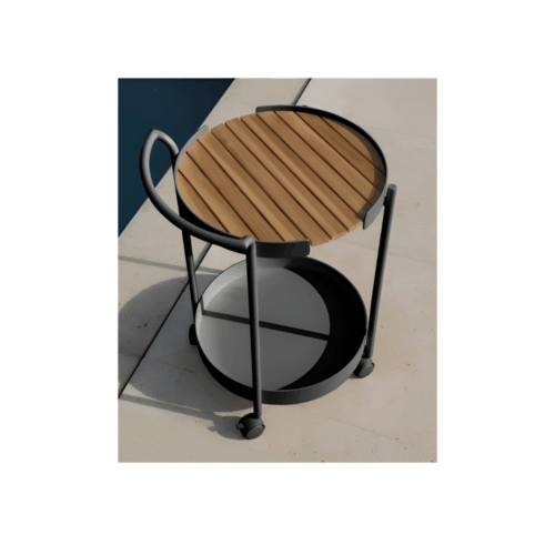 EVEN DESSERTE BAR ALU/TECK+ROUES - GRAPHITE – Image 2