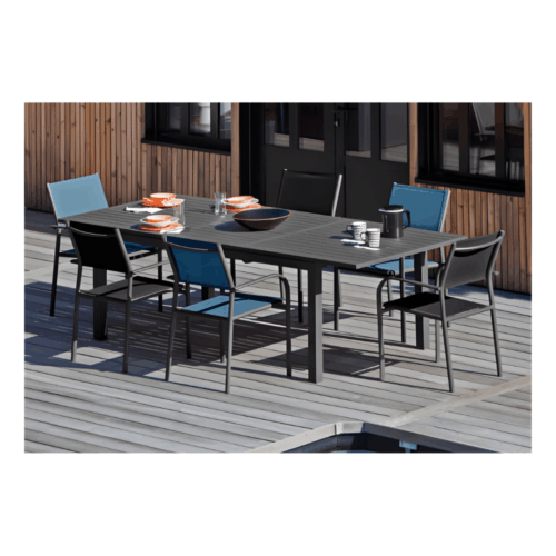 DUCA FAUTEUIL EMPILABLE ALU/TPEP - GRAPHITE/BLEU – Image 2