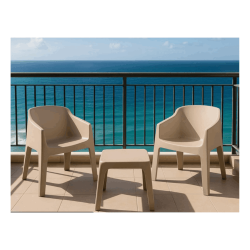 PACK: TABLE MONACO SABLE + 4 FAUTEUILS BAKU SABLE