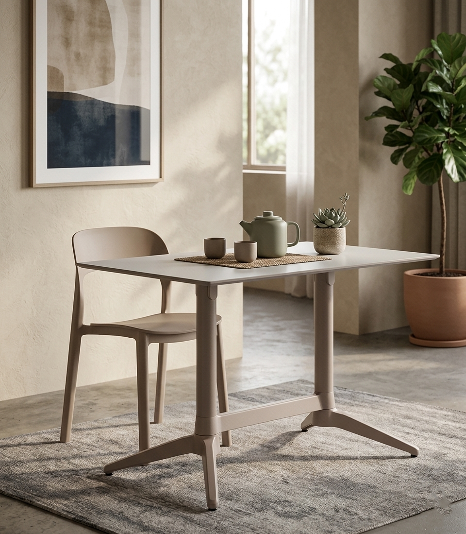 TABLE BEIGE DOUBLE GEMINI 120*70 FIX
